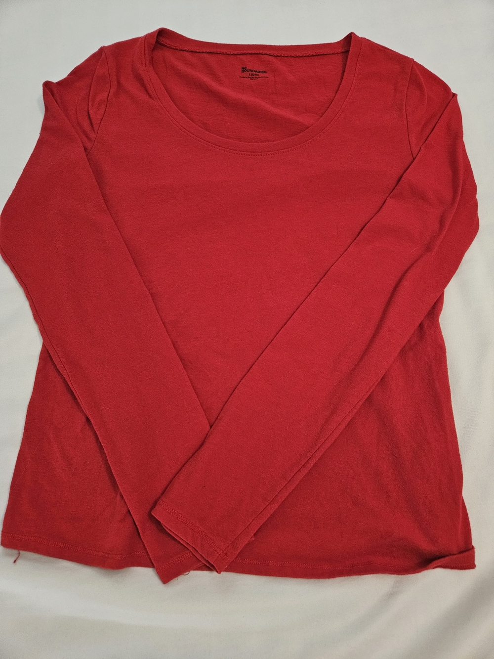 No Boundaries Red Long Sleeve Scoop Neck Tee